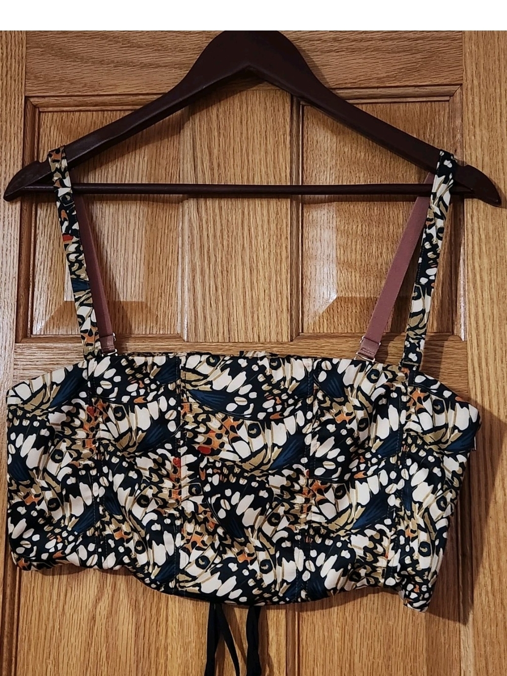 Wildfang The Empower 6 Way Corset Crop Top Black,Cream & Brown Women Sz L Artsy